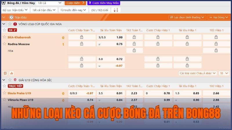 Tổng hợp những loại kèo cá cược bóng đá thịnh hành trên Bong88