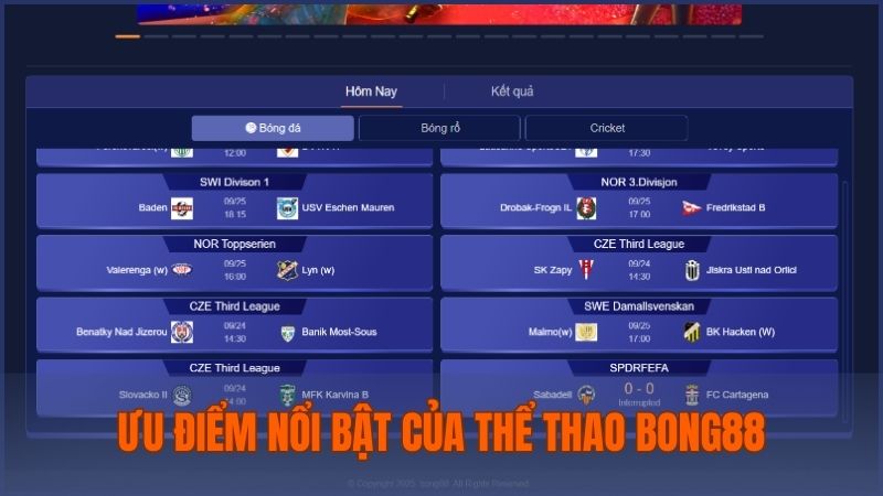 Những ưu điểm nổi bật giúp thể thao của Bong88 thu hút đông đảo người chơi